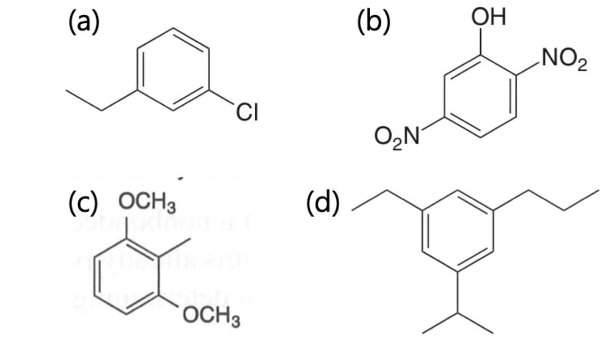(a)
(C) OCH3
CI
OCH3
(d)
(b)
O2N
OH
NO 2