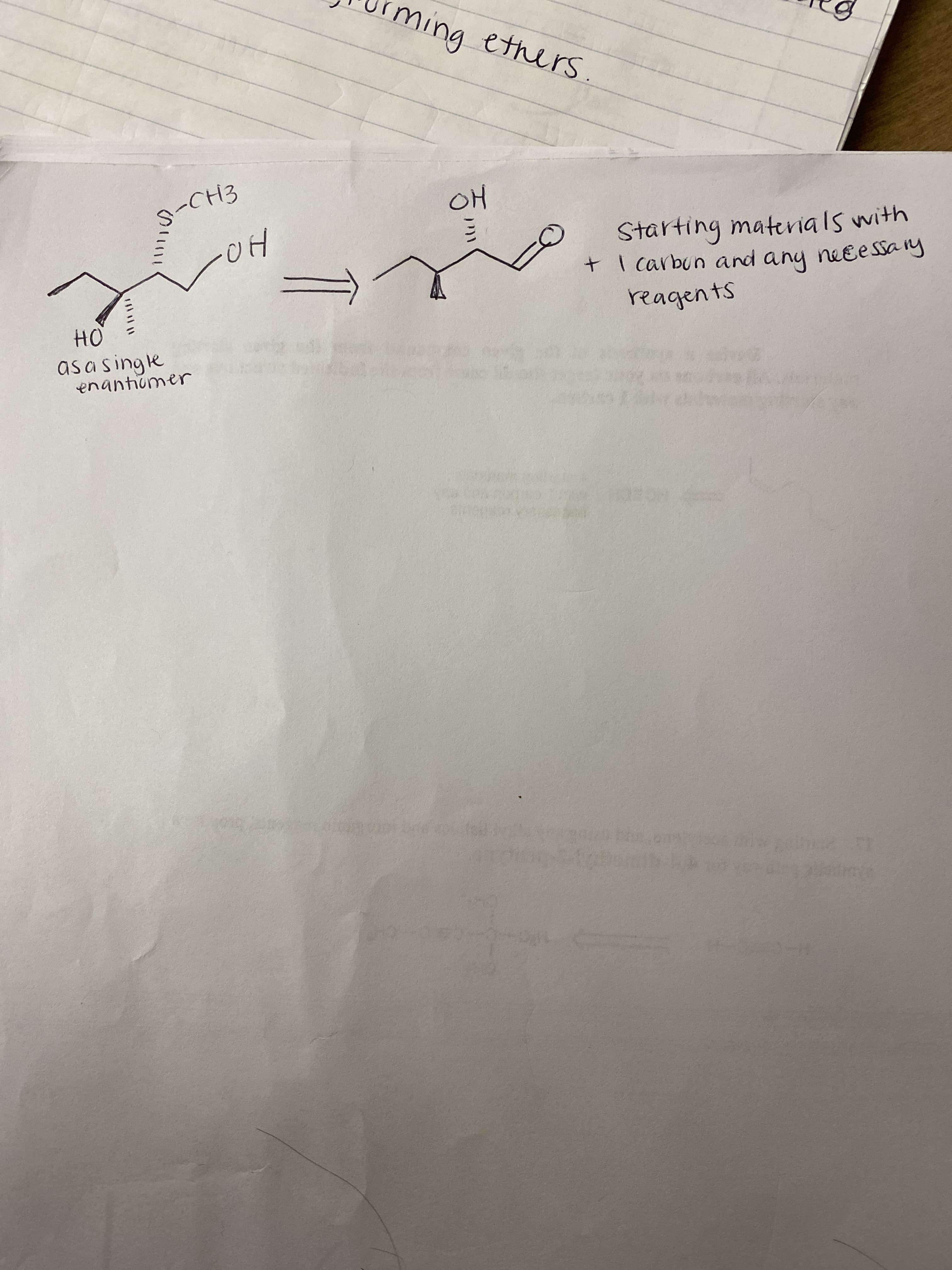 ming ethers
OH
S-CH3
Starting materials with
+ I carbun and any neeessary
reagents
HO
asa single
enantiomer
