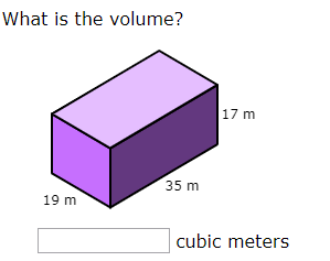 What is the volume?
17 m
35 m
19 m
cubic meters
