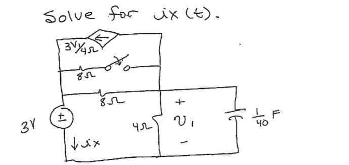 3V
Solve for ix (t).
зуучл
81
1+
tix
вл
члб
+
U
19