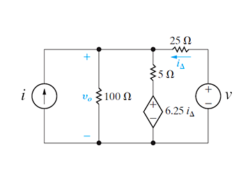 i
Ο
+
Vo
Σ100 Ω
{5Ω
25 Ω
www
6.25 i
(+1