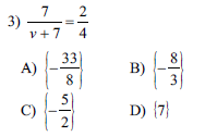 7 2
3)
v+7 4
33
A)
B)
3
8
C)
2
D) (7}
