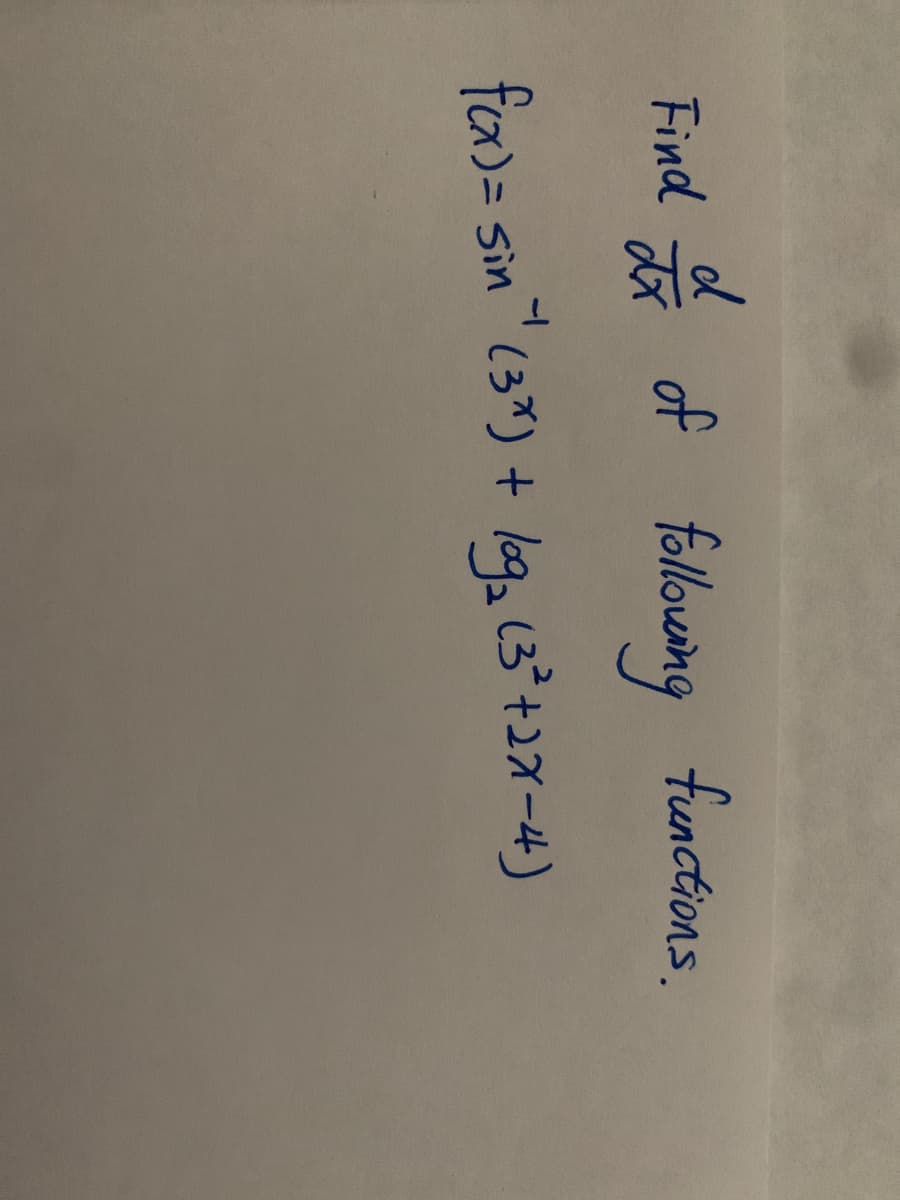 Find
of
bring
foa)= sin (3") + loga (3°+2x-4)
following functions.
