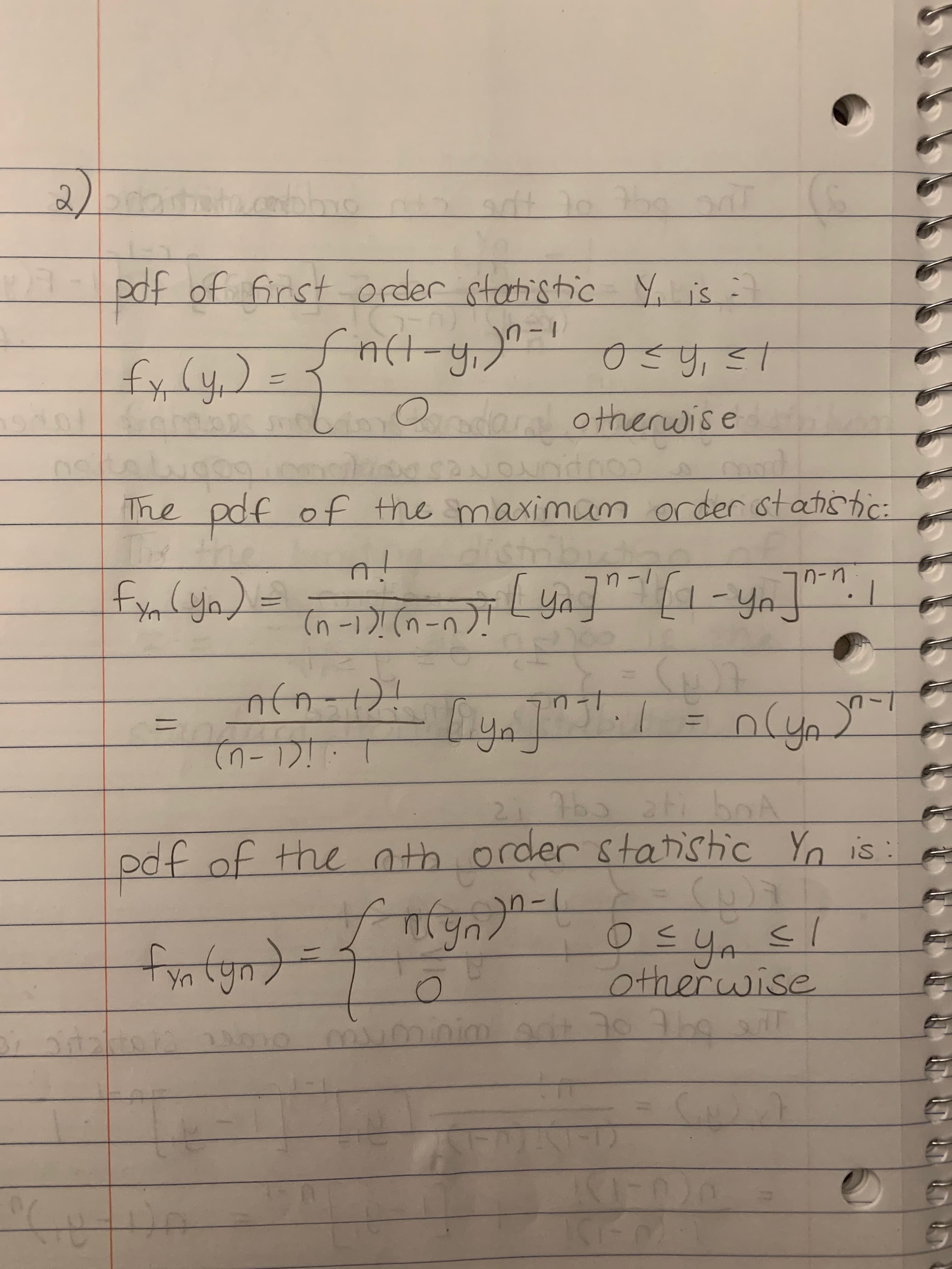 22
adt
Y is
df of frst order stahishic
-1
गरी- पु) ।
Ondara otheruise
fyy)
910
दव
The pdf ofE the maximam order stahshc
The tae
istm
n- n
a= नगजकगो ।-५oJ
तहसी दि 0।
y
फी)ण
21 63 atboA
Ya is
order stanshc
pdf of the nth
1-1
एालि)
युलो 3प. S/-
otherwise
Yn
nim
1
