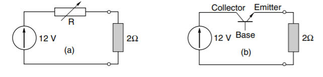 Collector Emitter
R
12 V
12 v Base
2Ω
(a)
(b)
