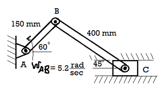 150 mm
A
B
400 mm
60°
WAB=5.2
5.2 rad 45°
sec
////
с