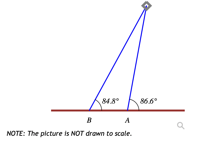 84.8°
86.6°
В
A
NOTE: The picture is NOT drawn to scale.
