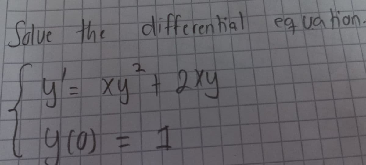 Solve the differential equation.
y / = xy² + 2xy
ху
9 (0) = 1