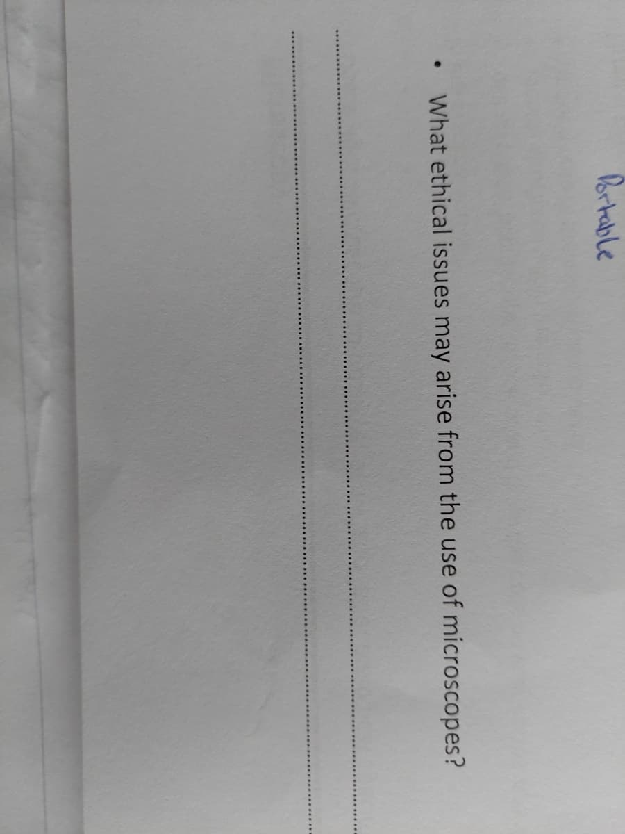 ortable
What ethical issues may arise from the use of microscopes?

