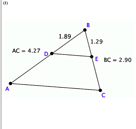 (1)
B
1.89
| 1.29
АС 3 4.27
D
Е ВС 3D 2.90
A
