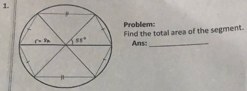 1.
Problem:
Find the total area of the segment.
Ans:
