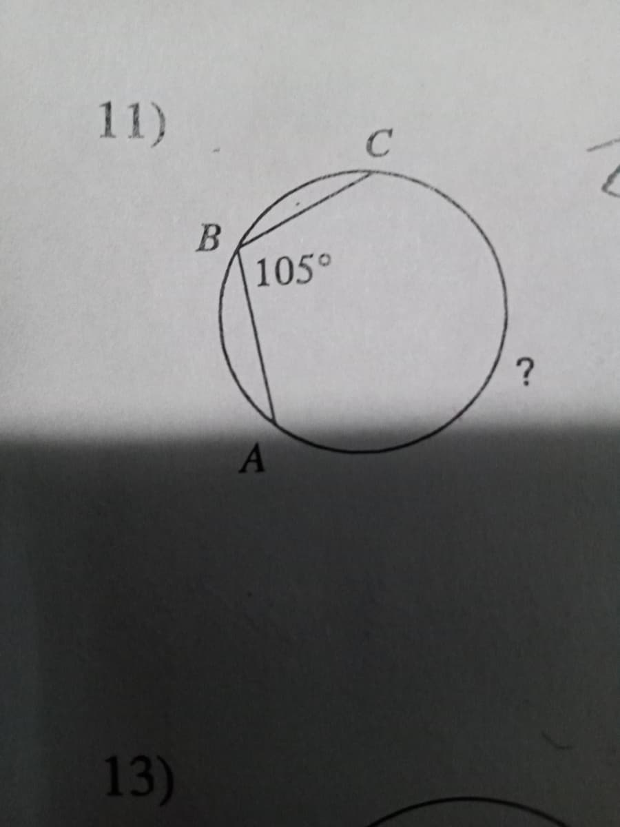 11)
13)
В
105°
A
C
?