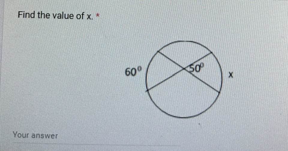 Find the value of x. *
Your answer
60⁰
500