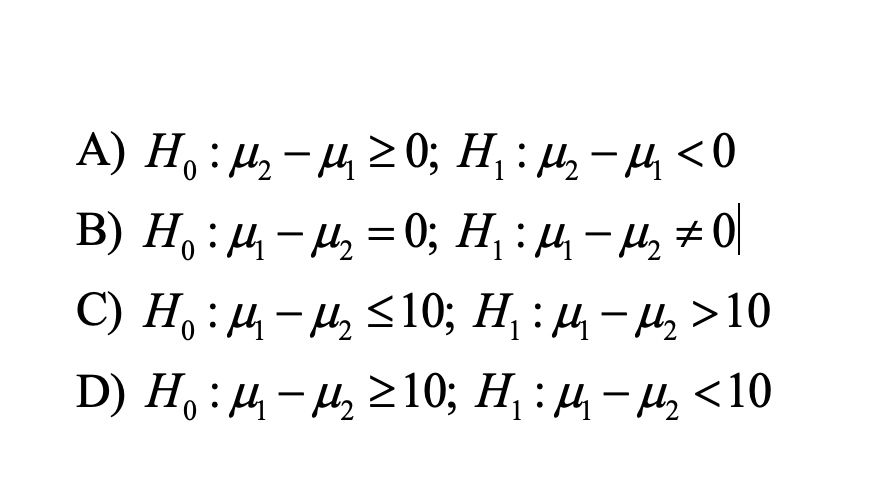 A) H, :4, - 4 2 0; H : 4,- 4, <0
B) H, : 4 - 4, = 0; H¡ : 4 - H, # 0|
С) Н. : и — м, S10%;B H, : д — и, >10
D) H, : 4- H, 210; H, : µ – H, <10
