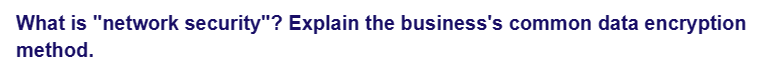What is "network security"? Explain the business's common data encryption
method.