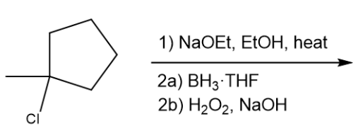 1) NaOEt, EtOH, heat
2а) ВНз: THF
2b) H2О2, NaOН
ci
