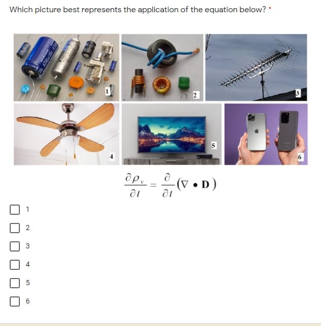 Which picture best represents the application of the equation below? *
ôp,
-(V • D)
1
6.
