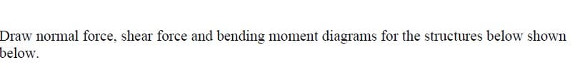 Draw normal force, shear force and bending moment diagrams for the structures below shown
below.
