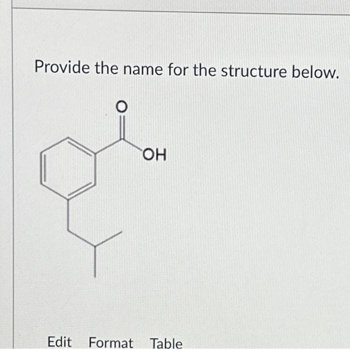 Provide the name for the structure below.
Edit
OH
Format Table