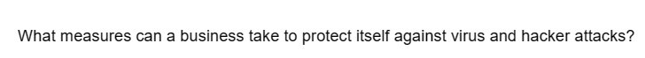 What measures can a business take to protect itself against virus and hacker attacks?