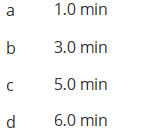 This image displays a list of labels paired with their corresponding time values. The information is presented as follows:

- Label "a" is associated with a time of 1.0 minutes.
- Label "b" is associated with a time of 3.0 minutes.
- Label "c" is associated with a time of 5.0 minutes.
- Label "d" is associated with a time of 6.0 minutes.

No graphs or diagrams are present in the image.