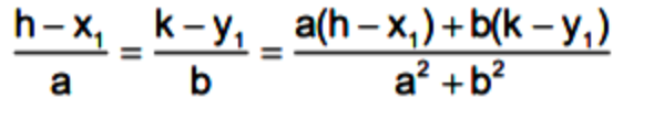 h-x, k-у, _а(h — x,)+Ы(k - у,)
a? +b?
a
b
