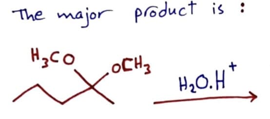 The major product is :
H3CO
OCH
H20.H*
