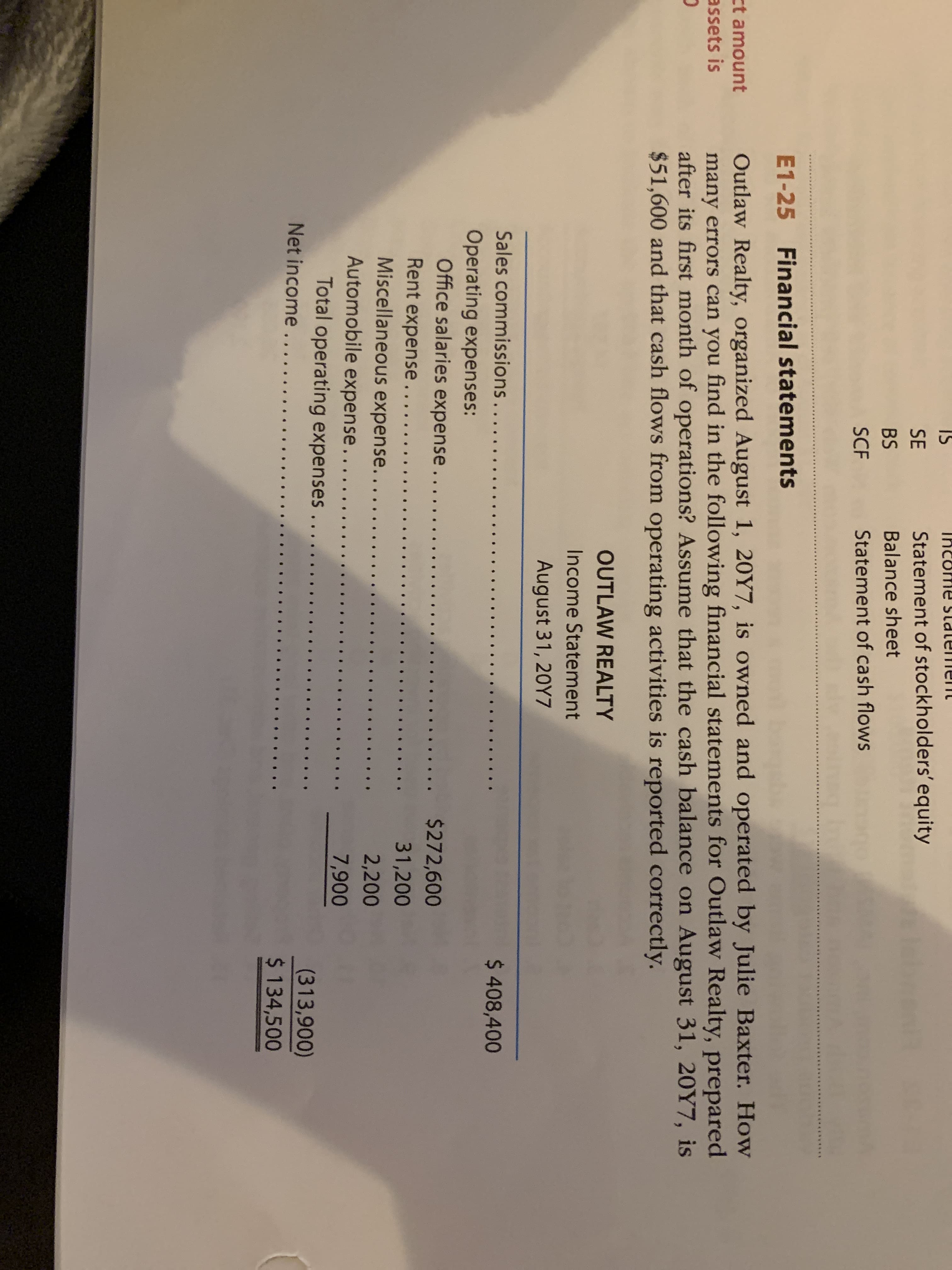 cash flows from operating activities is reported correctly.
