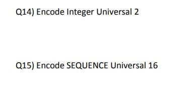 Q14) Encode Integer Universal 2
Q15) Encode SEQUENCE Universal 16