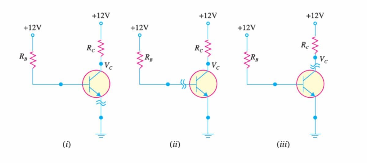 +12V
+12V
+12V
+12V
Rc
+12V
Vc
+12V
Rc
Rc
RB
Vc
RB
No
Vc
(iii)
(ii)
(i)
