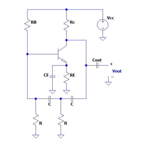 Vcc
RB
RC
Cout
Vout
CE
RE
