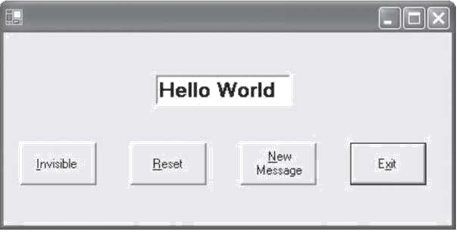 OX
Hello World
Invisible
New
Message
Reset
Exit
