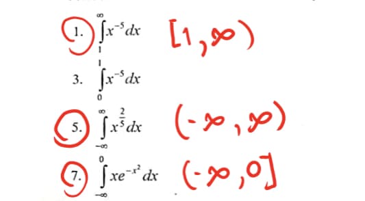 $dx
3. fr*dx
5.
dx
7.) Jxe* dx
(-30,0]
