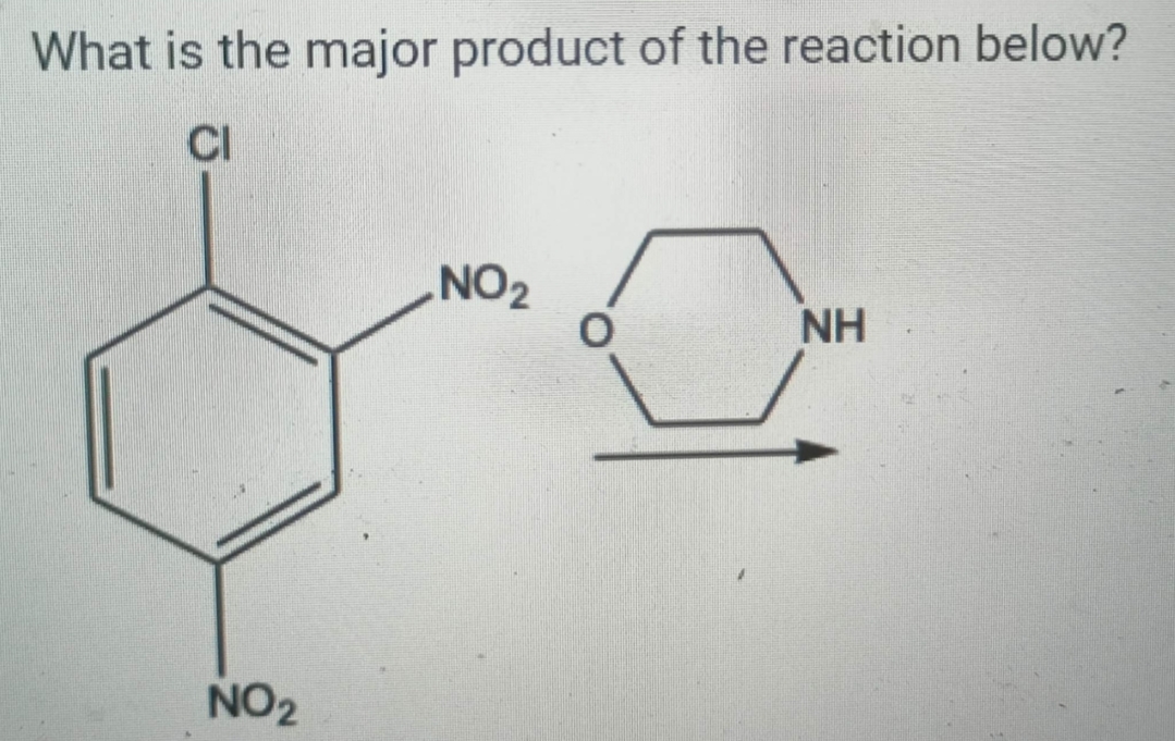 What is the major product of the reaction below?
CI
NO₂
NO₂
0
NH