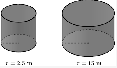 r = 2.5 m
r = 15 m