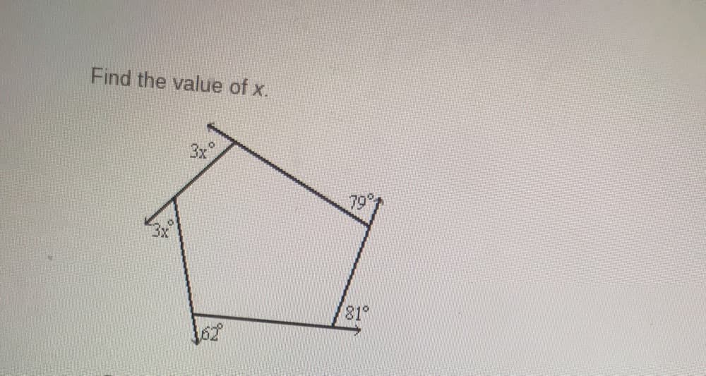 Find the value of x.
79°
81°
