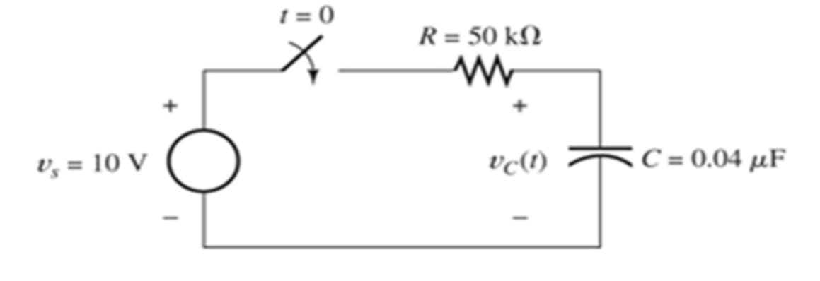 I = 0
R = 50 kN
v, = 10 V
C = 0.04 µF
