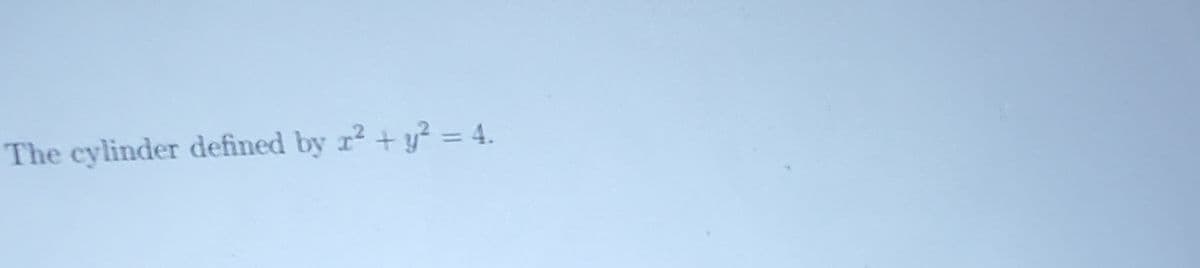 The cylinder defined by x² + y² = 4.