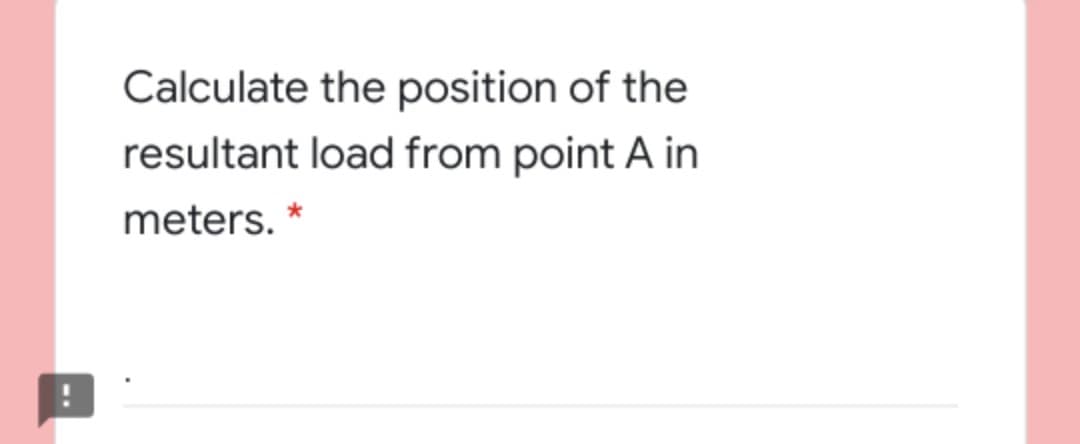 Calculate the position of the
resultant load from point A in
meters.
