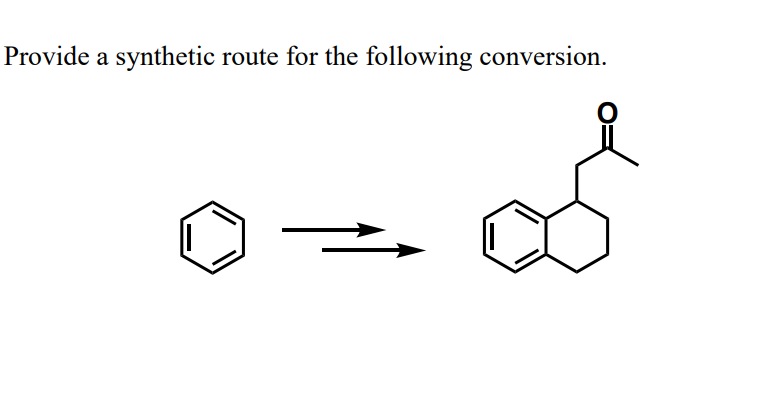 Provide a synthetic route for the following conversion.