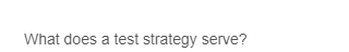 What does a test strategy serve?