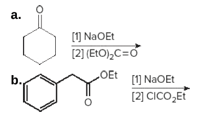 a.
[1] NaOEt
[2] (EtO),C=0
b.,
130
[1] NaOEt
[2] CICO,Et
