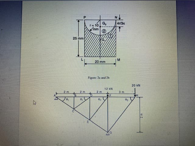 G,
4r/3r
T= 10
mm
25 mm
G.
M
20 mm
Figure: 2a and 2b
20 kN
12 kN
2 m
2 m
2 m
3 m
03
