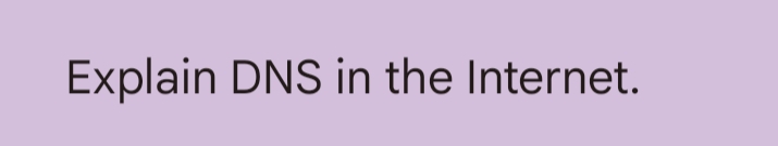 Explain DNS in the Internet.