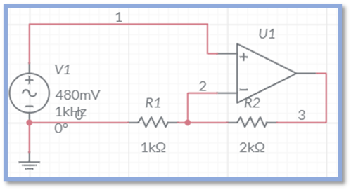 +
41₁
V1
480mV
1kHz
0°
1
R1
1ΚΩ
2
Μ
U1
R2
2ΚΩ
3