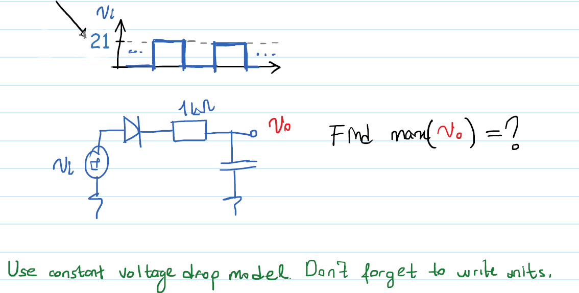 21
Vo
Find manl No) =?
||
Use constant vol tage drop model. Don't forget to write unites,
