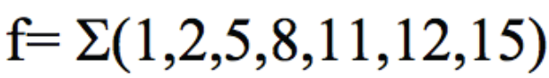 f= E(1,2,5,8,11,12,15)
