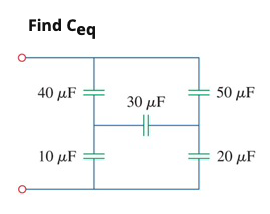 Find Ceq
50 μF
40 μF
30 μF
20 μF
10 μF
