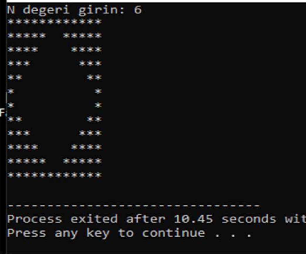 N degeri girin: 6
F.
Process exited after 10.45 seconds wit
Press any key to continue
