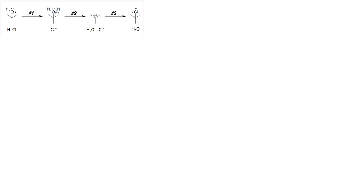 H::
0:
H. .H
:Cl:
#1
#2
#3
H-CI
CI-
H20 CI-
H20
